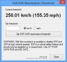 Set automatic reactivation ESP/ASR traction control speed limit. (Only functional when interface is paired with vehicle (valid vehicle license))